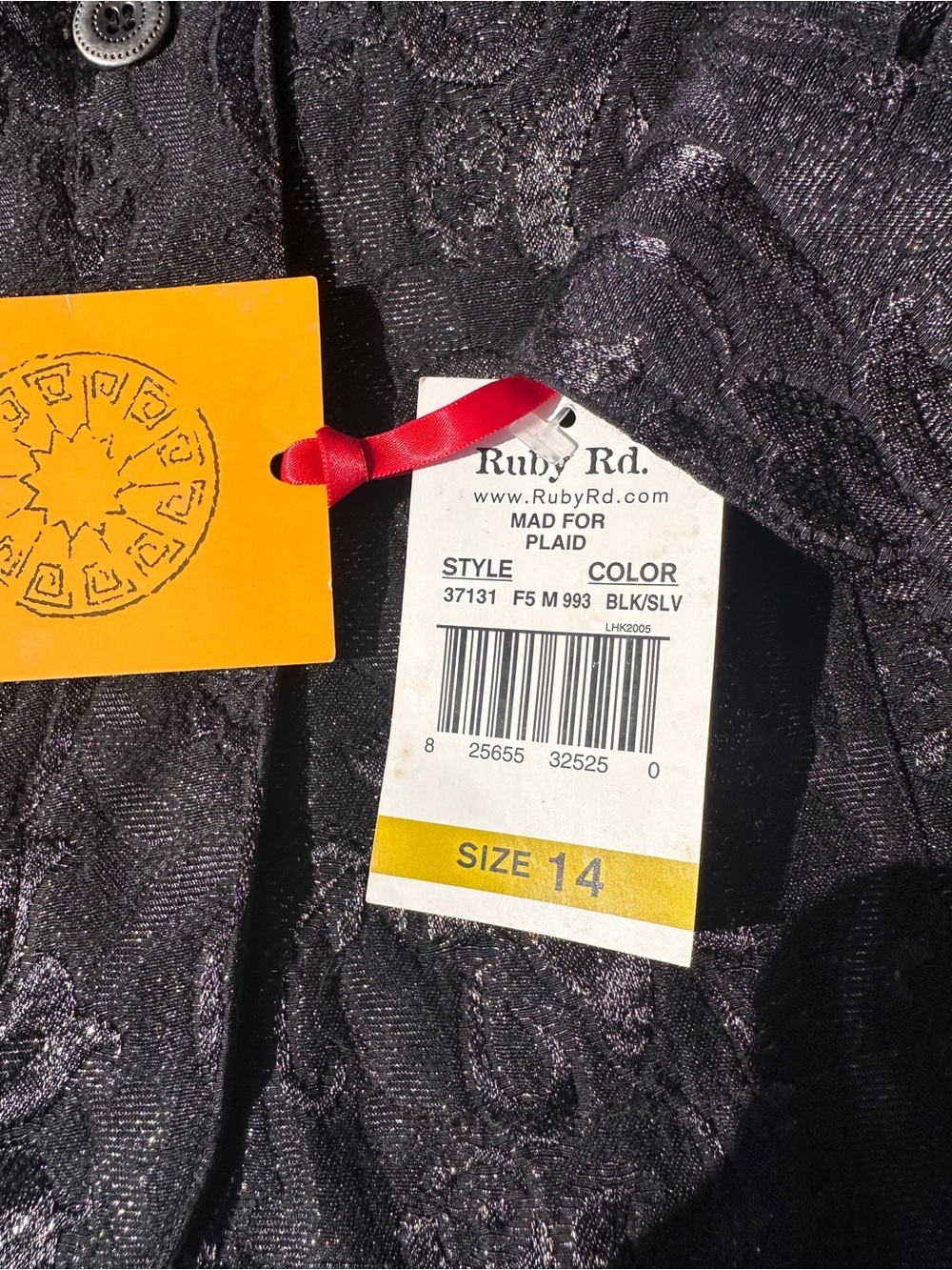 Ruby Rd. Black Embossed Jacket with Orange Label - Picture 5 of 7